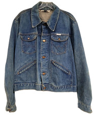 MENS VINTAGE WRANGLER DENIM JACKET 80s NO-FAULT SANFORIZED 126MJ BLUE JEAN SZ 46