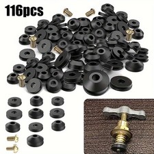 Faucet Washer Combination 116pcs Flat and Beveled Brass Screw for Various Spool