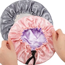 Kids Satin Sleep Bonnet 2 PCS Adjustable Reversible Double Layer Night Cap