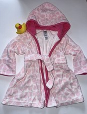 Child Of Mine carter's Pink hooded Giraffe Print Baby Girl One Size Bathrobe