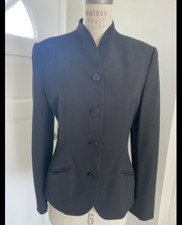 Ralph Lauren Collection Black Stretch Wool Fitted Suit, Jacket Sz 4, Skirt Sz 2