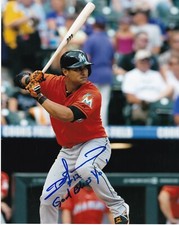 DONOVAN SOLANO   MIAMI MARLINS   ACTION SIGNED 8x10