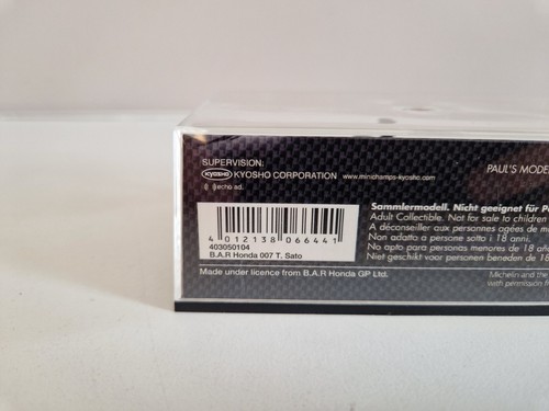 Minichamps 1/43 BAR Honda 007 T. Sato - Kyosho Japan Power 2005 - 403050104 - Imagen 7 de 7