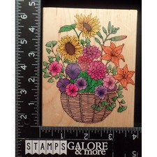 Hero Arts Rubber Stamps LARGE S1007 SUPER FLOWER BASKET GARDEN 2390