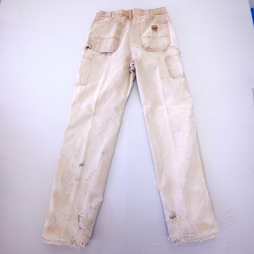 Vintage Carhartt B111 BRN Flannel Lined Canvas Pants Mens 33x36 Union USA *WORN* - Picture 2 of 16