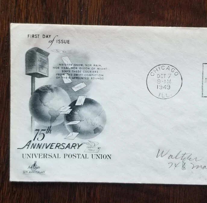 US FDC # C43 The Universal Postal Union Air Mail 15c 1949. - Image 3 of 4