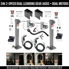 Bulldog 24000lb Dual Motor Landing Gear Set Tandem Jacks Planetary Gearbox