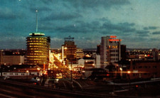 Postcard Glamorous Hollywood Freeway Tower Records at Night California CA VTG