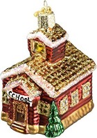Old World Christmas School House Glass Blown Ornament, Old World Christmas School House Glass Blown Ornament,
