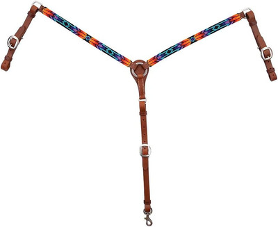 Infinity Wrap Leather Breast Collar for Horse, Sunset Beading