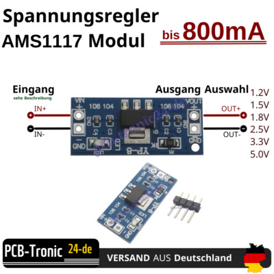 AMS1117 Spannungsregler Modul Step Down 1.2/1.5/1.8/2.5/3.3/5V 800mA Arduino *DE