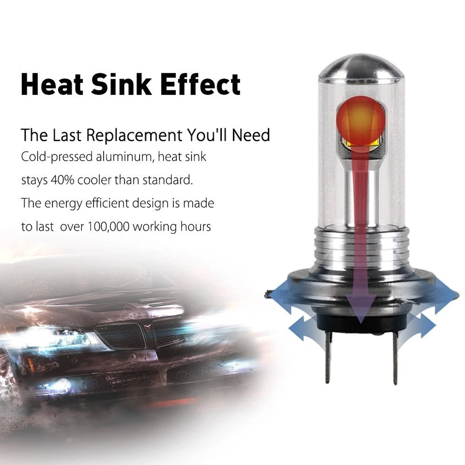 Bombillas antiniebla LED Nightye H7 160W 2 piezas lámpara de conducción de coche 6000K blanco alta potencia Foto 4 de 4