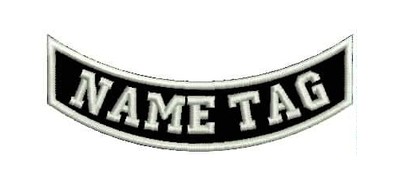 1pc CUSTOM CURVED NAME TAG Embroidered 4'' x 1,5'' Sew-on Patch, Biker, Rocker tag