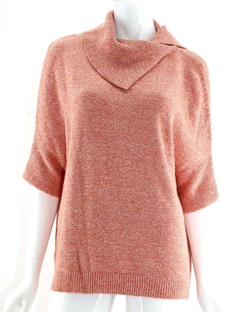CAbi #3011 Orange Heather Foldover Pullover Sweater Dolman Sleeves XS | eBay