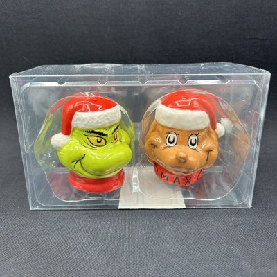 How The Grinch Stole Christmas Salt & Pepper Shakers Max Dr Seuss Holiday New