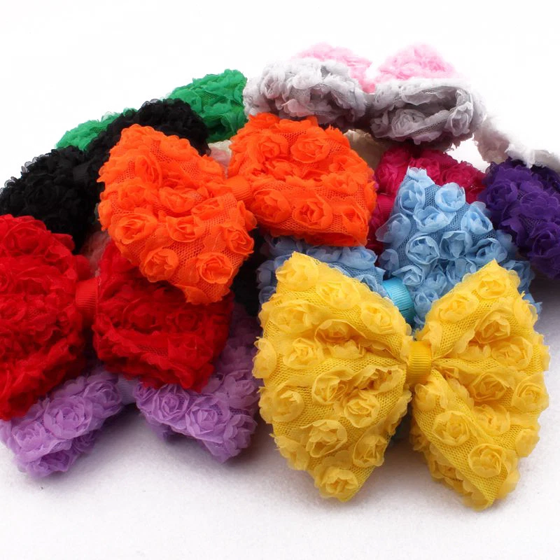120pcs 13cm Artificial Baby Girls/Women Winter Hair Accessories Lace Hair Bows - Image 3 of 4