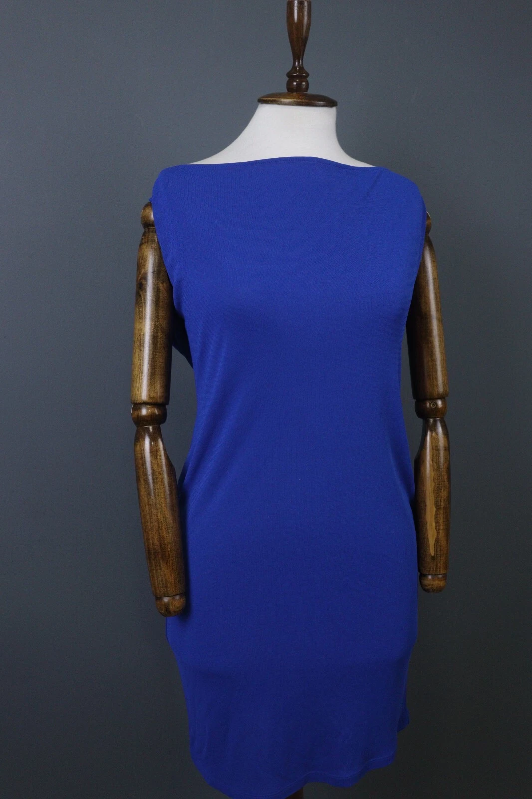 Abito body casual VERSACE CLASSIC V2 blu tinta unita senza maniche scollo barca taglia 10