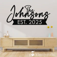 Personalized Last Name Sign Custom Family Established Metal Sign Indoor Outdoor