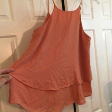 Emmelee Spaghetti Strap Tol L Salmon Pink Ruffled Made In Usa Polyester