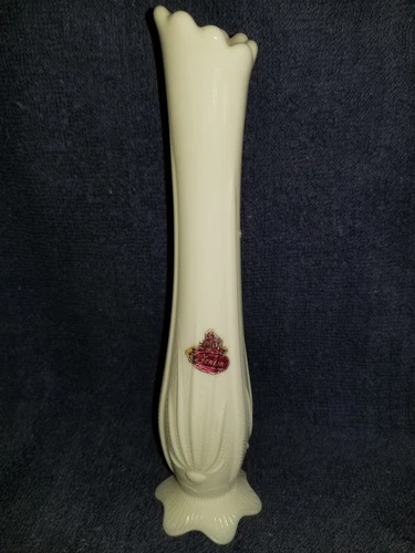 VINTAGE FENTON MILK GLASS BUD VASE 9 1/4"T, AUTHENTIC MILKGLASS MANMADE Label