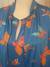Vtg Vanity Fair Long Nightgown Robe Set Sz S/M Blue Butterfly USA