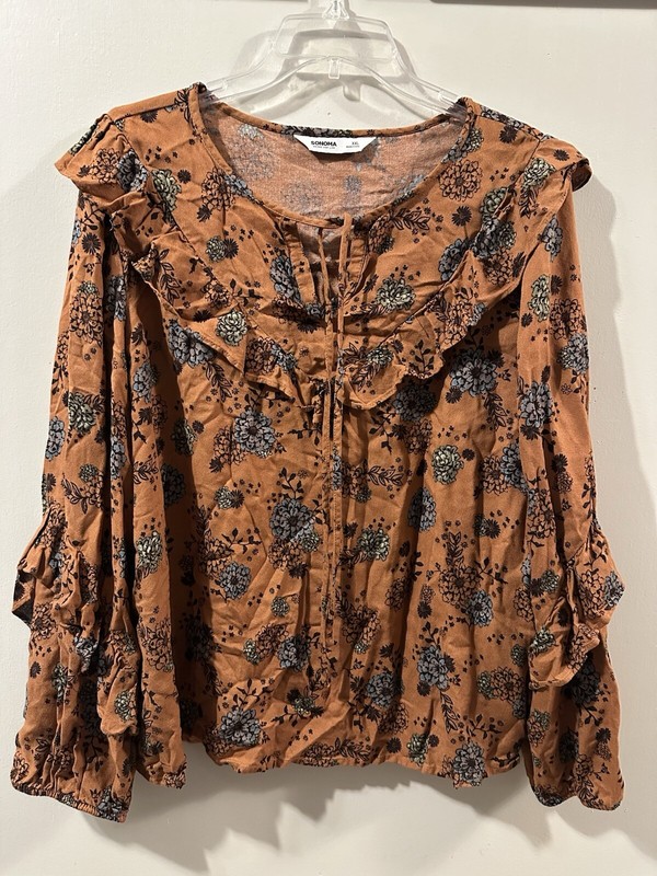 SONOMA Blouse Womens Top Floral Long Sleeve Size XXL