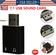 USB 2.0 External 7.1 Channel 3D Virtual Audio Sound Card 3.5mm Adapter Laptop PC