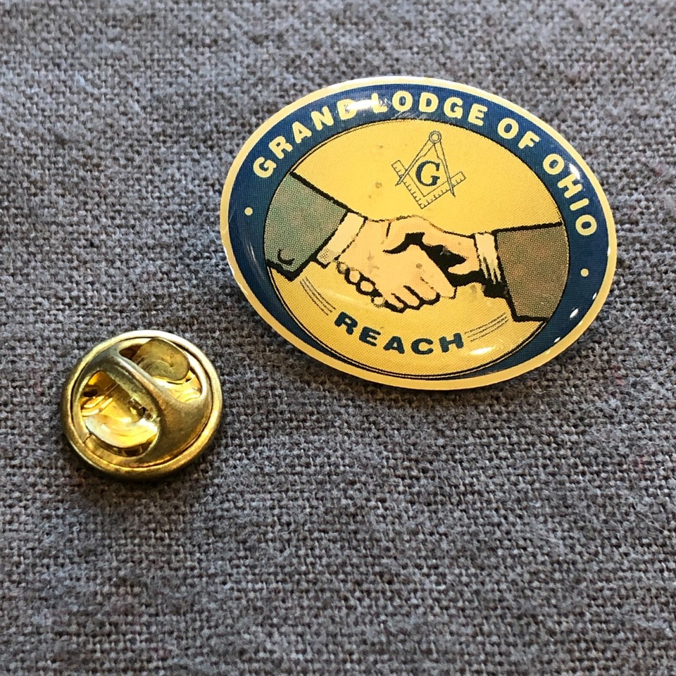 Lapel Pin Grand Masonic Lodge of Ohio Handshake Reach Gold Tone Push Back Clasp eBay