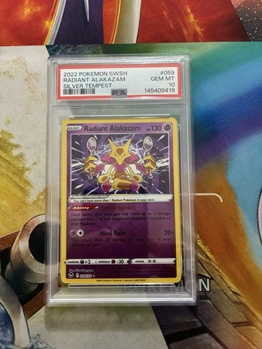 Pokemon Card Radiant Alakazam #059 Silver Tempest 2022 PSA 10 GEM MINT One Owner