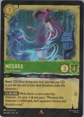 Lorcana Cold Foil Megara - Secret Keeper Whispers in the Well 86/204 Rare NM