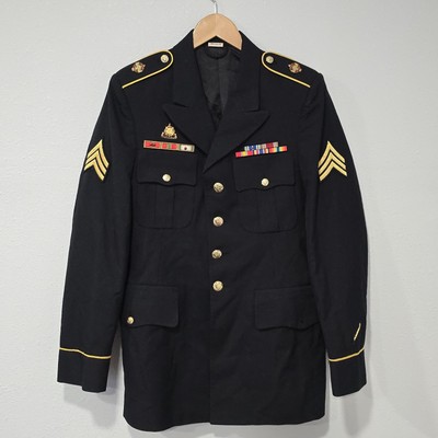 U.S. Army Dress Blue ASU Jacket 37L Sergeant Rank w/ Ribbons & Insignia ...