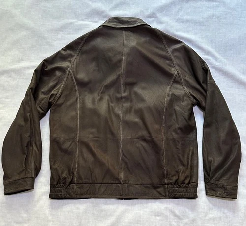 Johnston & Murphy Full Zip Lambskin Leather Jacket Mens Brown Size 40 M image 8