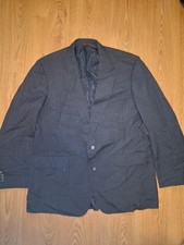 Hart Schaffner Marx Sport Coat Mens 46L Gray Glen Plaid Wool