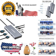 USB C to Dual HDMI Adapter, Multi Display Docking Station Dual Monitor with 2...