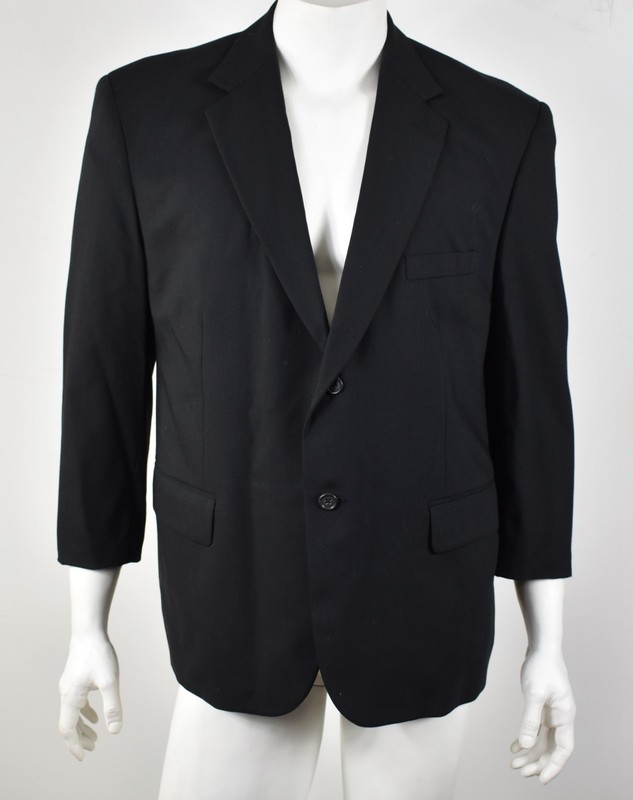 PRONTO UOMO Black Comfort Stretch Wool 2-Button Blazer Jacket 44S Extra Short