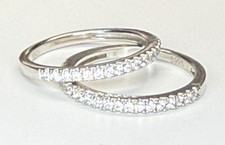 Simple Beautiful Sterling Silver 925 Bands w/ Clear Stones Stackable Bands Sz 5