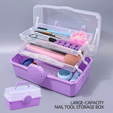 3 Tier Transparent Plastic Craft Storage Box Folding Sewing Art Tool Organiser