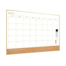 ARCOBIS Dry Erase Calendar Whiteboard Cork Board Combo, 36"x24" Magnetic Whit...