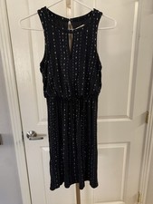 Ann Taylor LOFT XSP Petite Black Multi-Color Dash Striped Sleeveless Dress