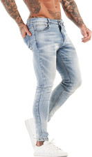 Men's Slim Fit Stretch Tapered Skinny Jeans with Elastic Waistband