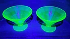 Two Federal Vasaline Glass Uranium Sherbet Dish One With small Chip See Pictures