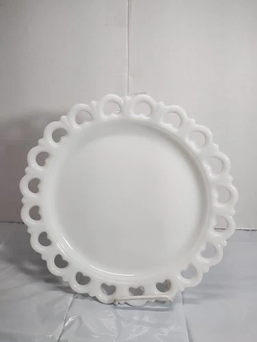Vtg Anchor Hocking "Old Colony" Lace Edge Divided Serving Platter Milk Glass 13”