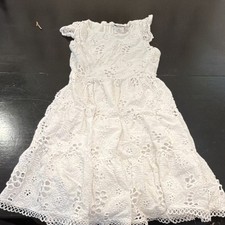 Rare Editions Girls White Floral Lace A-Line Sleeveless Dress Size 14