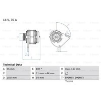 Bosch Generator Lichtmaschine 70A 14V FüR Fiat Panda Van Lancia Ypsilon