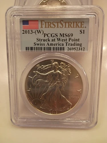 2013-W American Silver Eagle PCGS MS69 Struck At West Point Mint