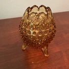 Vintage Fenton Art Glass Amber Hobnail Egg Vase 3 Legs 5"