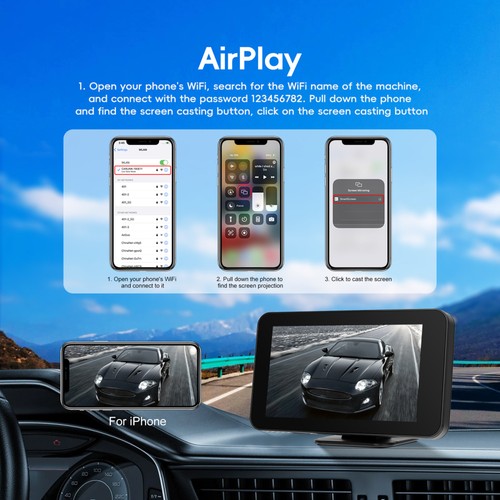 4.7" Zoll Tragbarer Apple CarPlay und Android Auto Wireless Display Autoradio - Bild 6 von 24