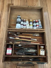 Vintage Grumbacher Artist Box Paint Box Tools Paint & Brushes Permanent Pigments
