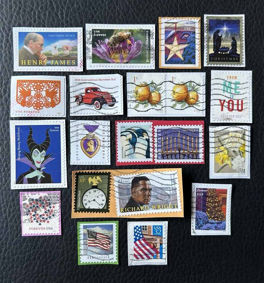 Lot de 20 timbres des USA années diverses - encore sur fragment - D33 - Photo 1/1