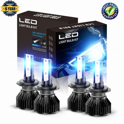 For Mercedes-Benz CLK500 2003-2009 4x 8000K Ice BLUE LED Headlight Hi/Low Bulbs
